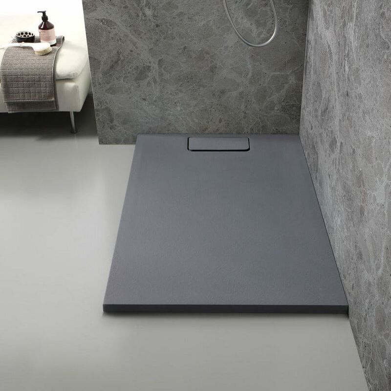 foto del prodotto kiamami valentina piatto doccia 80x100 in resina grigio effetto pietra mart