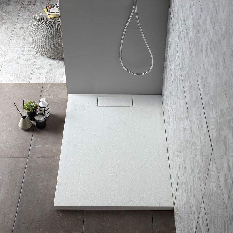 foto del prodotto kiamami valentina piatto doccia 80x120 ultra sottile bianco opaco effetto pietra mart