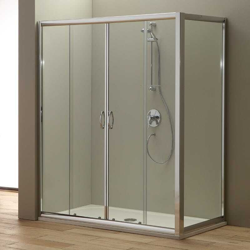foto del prodotto kiamami valentina porta doccia nicchia giada anta fissa 160x80cm cristallo trasparente