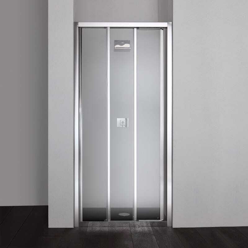 foto del prodotto kiamami valentina porta doccia nicchia star 80 cm tre ante trasparenti chiusura scorrevole