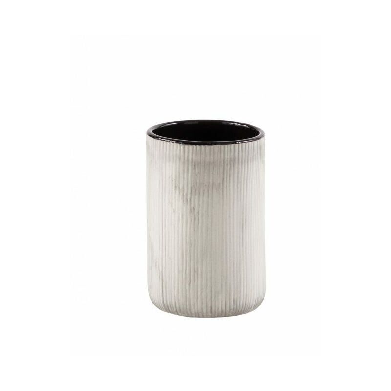 foto del prodotto kiamami valentina porta spazzolini da appoggio in ceramica bianca e nero opaco nambino