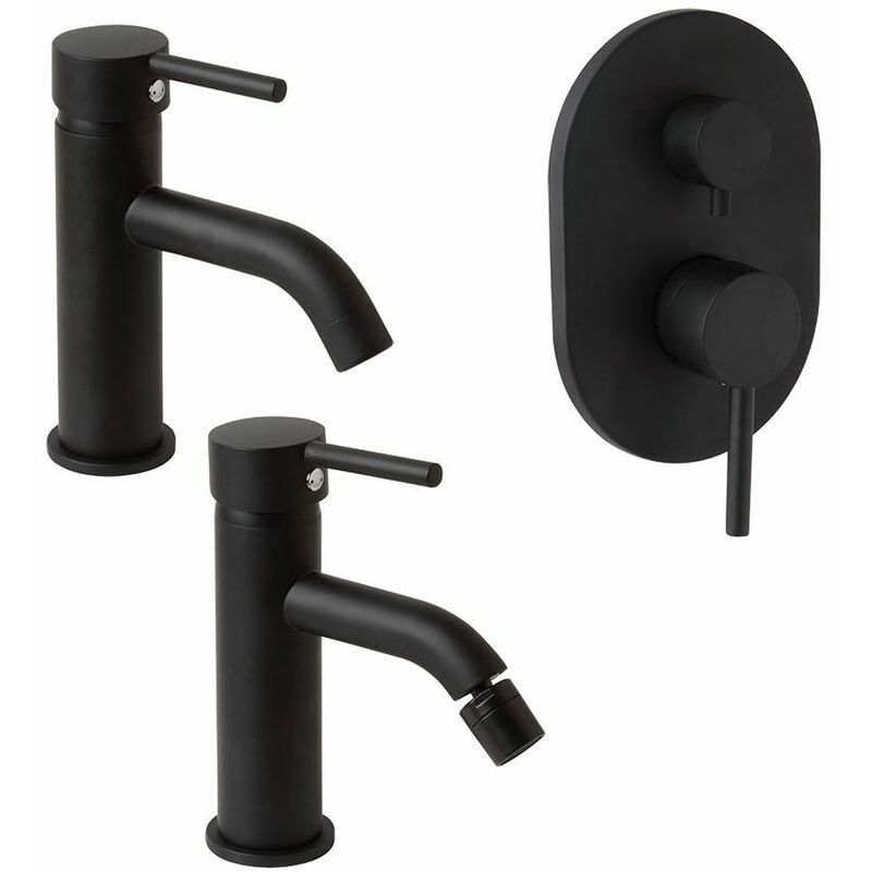 foto del prodotto kiamami valentina rubinetteria nera da bagno lavabo bidet doccia con deviatore fassa