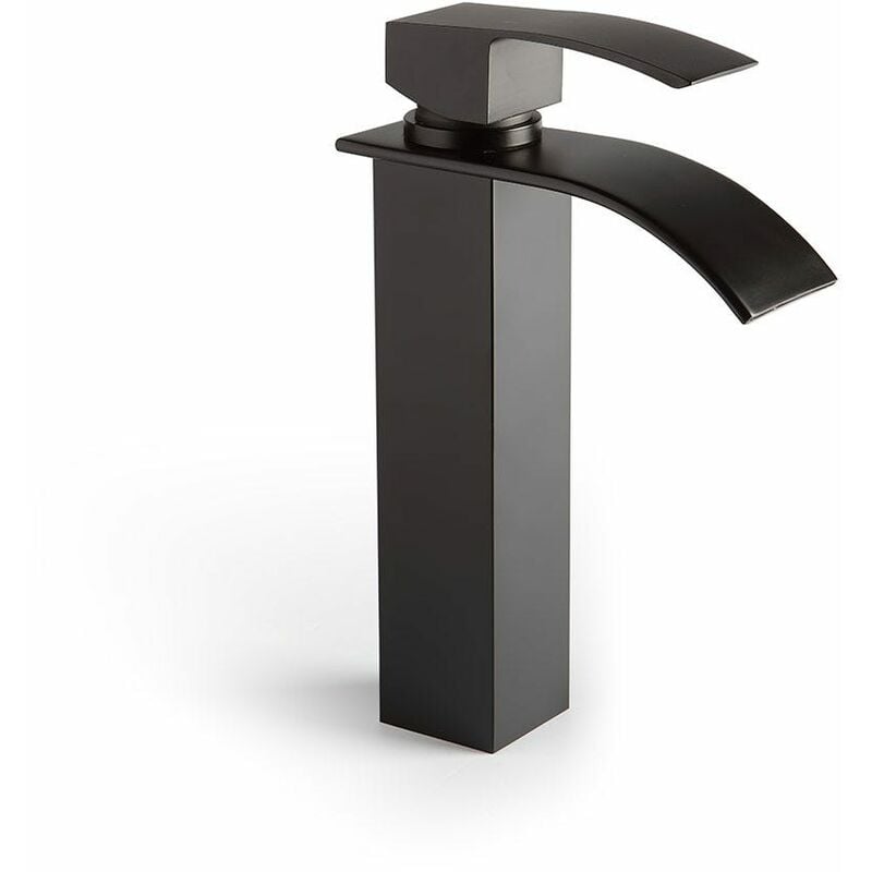 foto del prodotto kiamami valentina rubinetto alto a cascata per lavabo nero opaco nardis