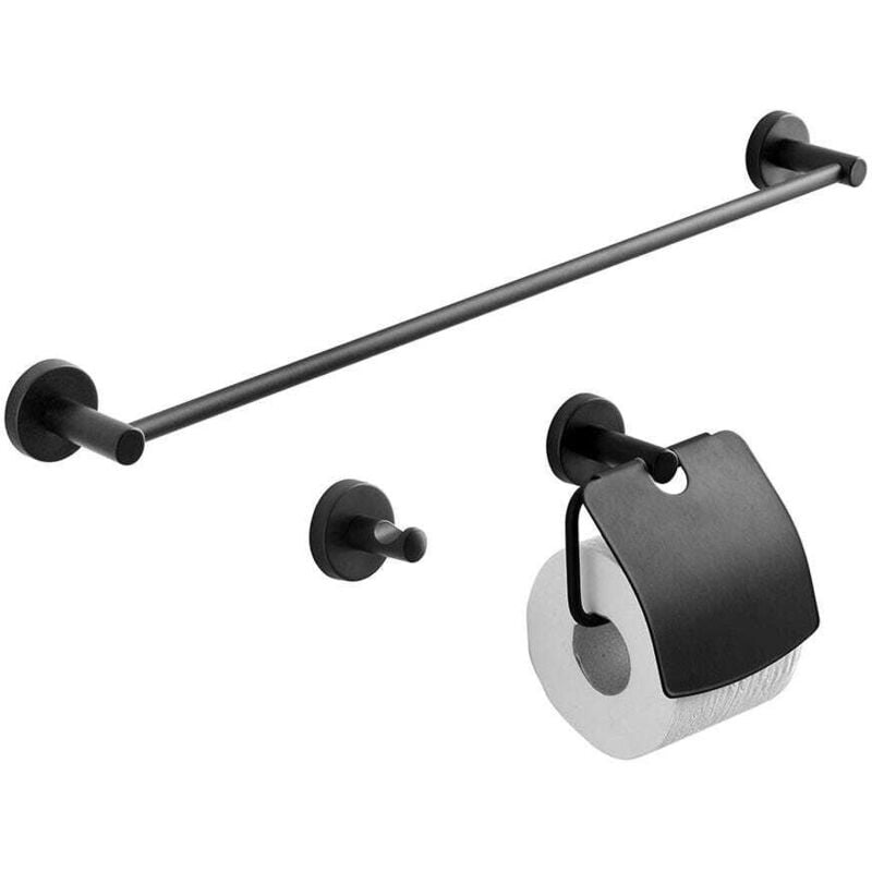foto del prodotto kiamami valentina set 3 accessori per il bagno nero opaco necessary