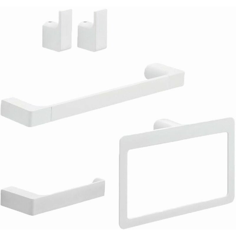foto del prodotto kiamami valentina set 4 accessori bagno a muro bianco opaco giacinto