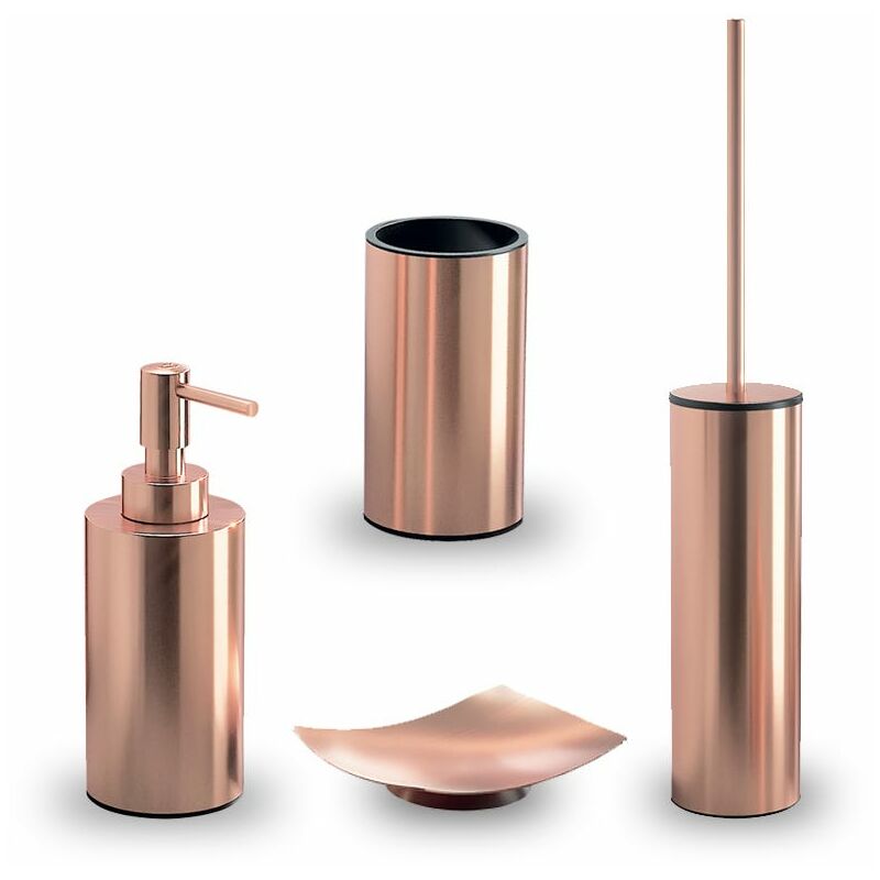 foto del prodotto kiamami valentina set 4 pezzi accessori bagno da appoggio colore rame copper