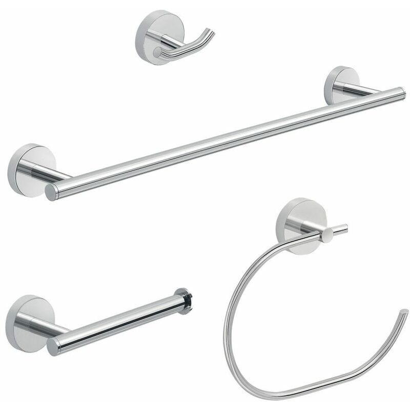 foto del prodotto kiamami valentina set 4 pz accessori bagno a muro acciaio inox cromato violetta