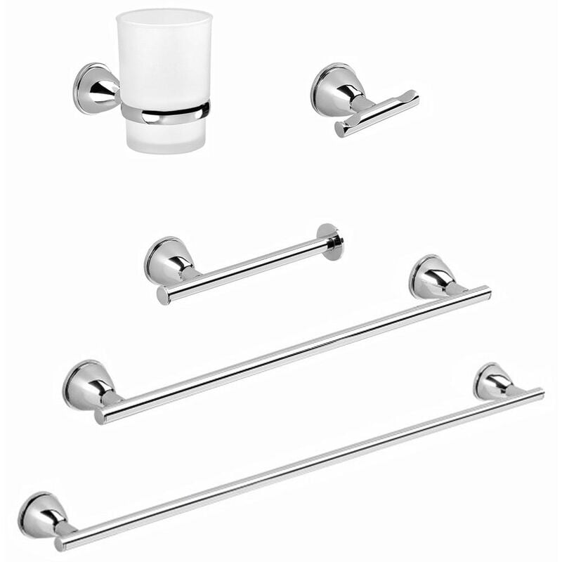 foto del prodotto kiamami valentina set 5 pezzi accessori bagno a muro economici cromo gemma