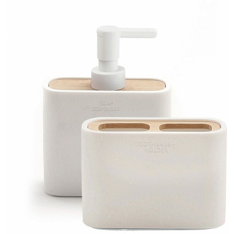 foto del prodotto kiamami valentina set accessori bagno 2 pz. bianco in bambu alisso