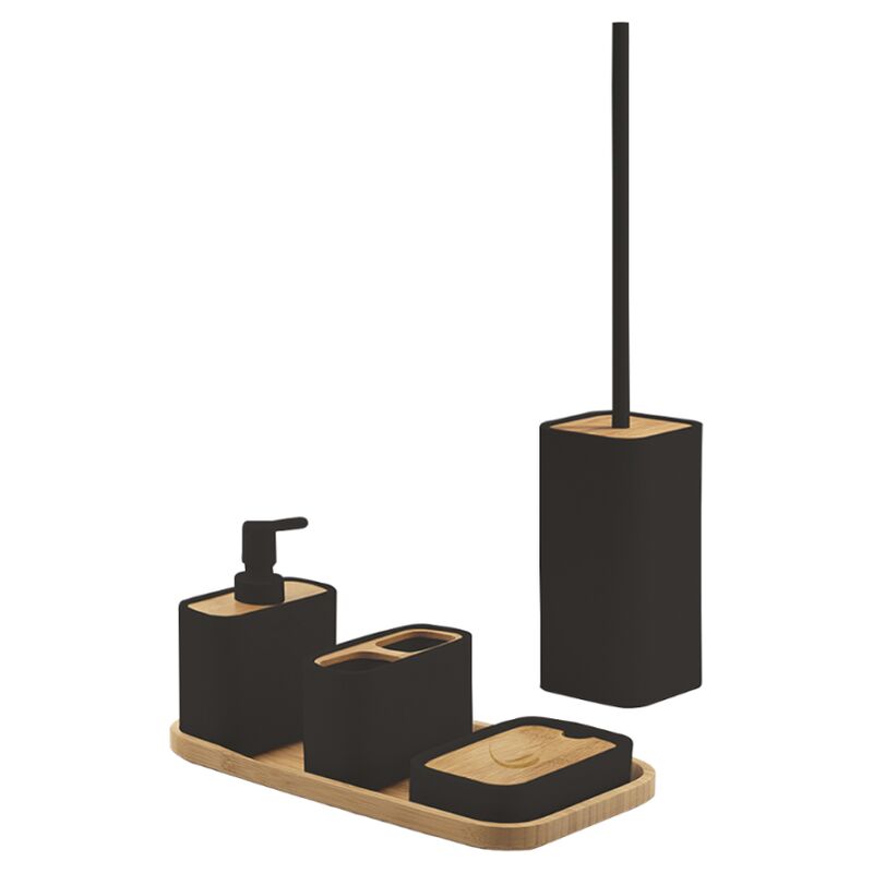 foto del prodotto kiamami valentina set accessori bagno 5 pz. nero in bambu alisso