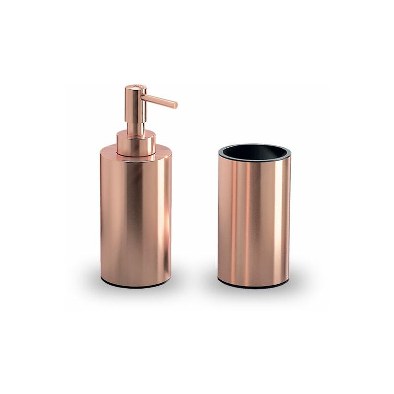 foto del prodotto kiamami valentina set accessori lavabo acciaio e rame da appoggio copper