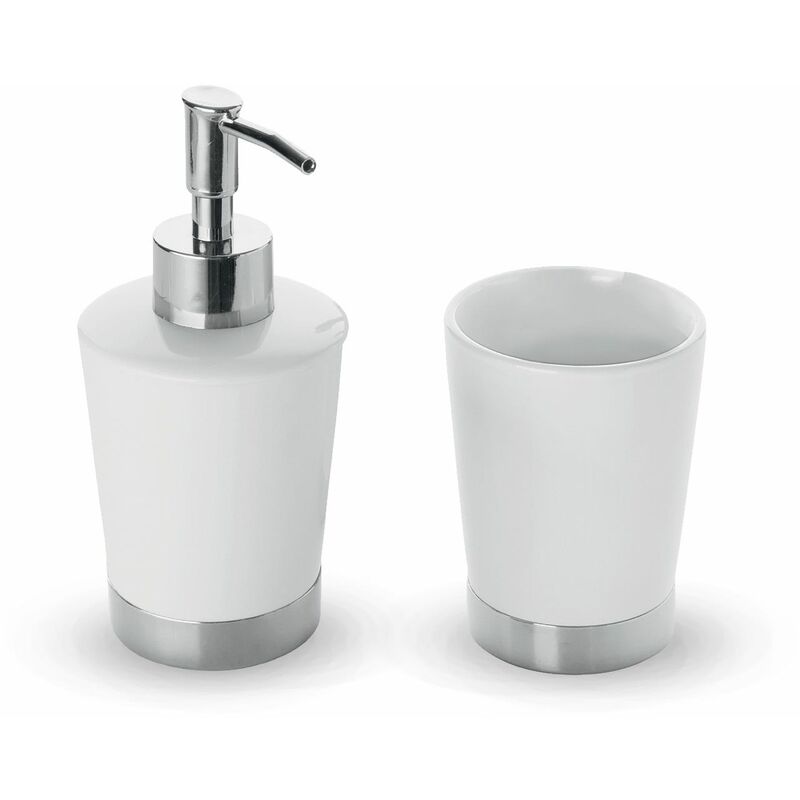 foto del prodotto kiamami valentina set accessori lavabo da appoggio in ceramica bianca lilly