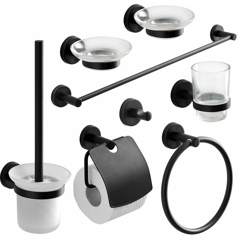 foto del prodotto kiamami valentina set completo accessori per il bagno finitura nero opaco necessary