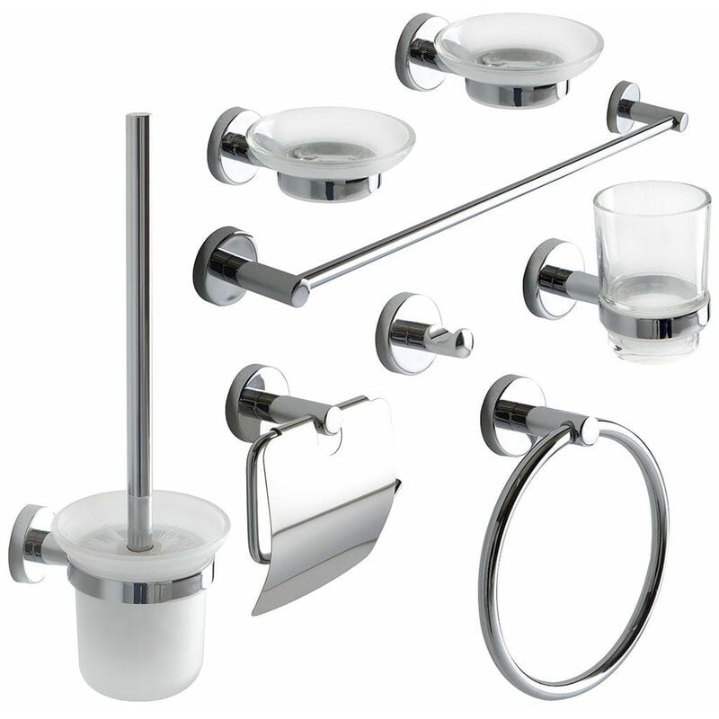 foto del prodotto kiamami valentina set completo di 8 accessori bagno cromati necessary