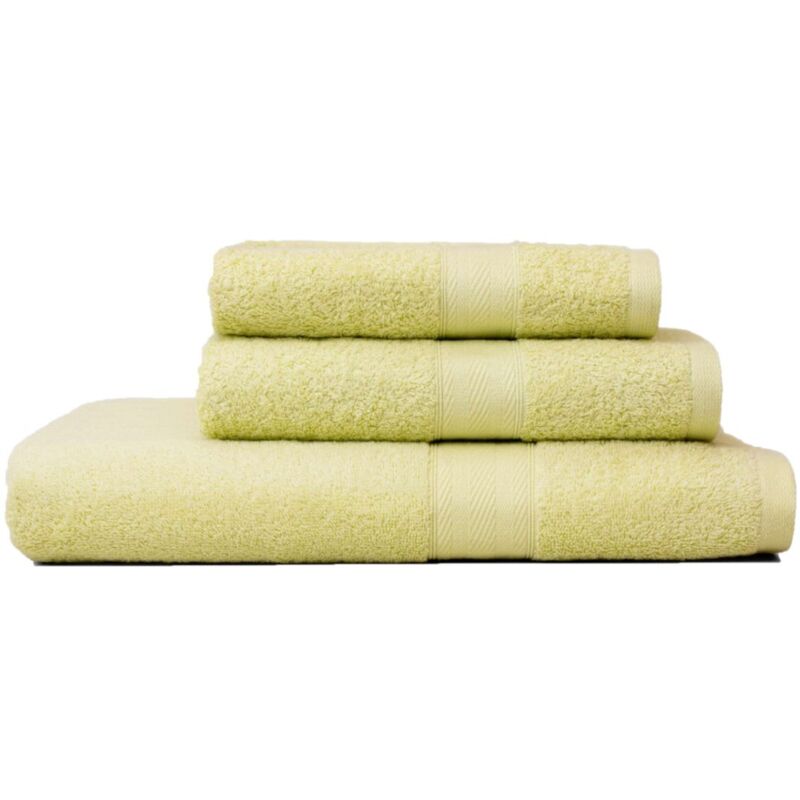 foto del prodotto kiamami valentina set coordinato 3 pezzi asciugamani bagno colore sedano in cotone misure diverse teddy