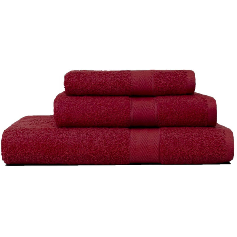 foto del prodotto kiamami valentina set salviette arredo bagno in spugna ospite telo viso color rubino teddy