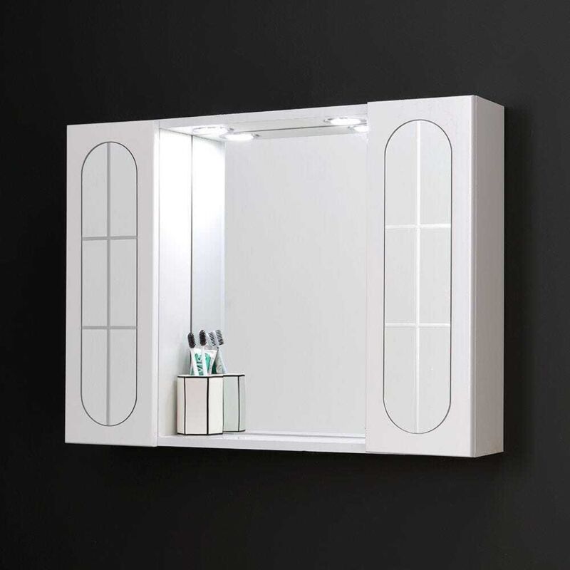 foto del prodotto kiamami valentina specchiera inglesina 77cm con due ante e faretti a led integrati