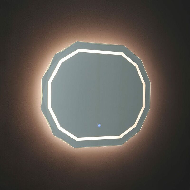 foto del prodotto kiamami valentina specchio 90x70 con bordo sfaccettato e illuminato a led