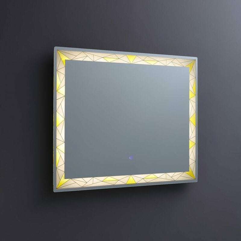 foto del prodotto kiamami valentina specchio 90x70 con inserti satinati colorati e illuminati a led
