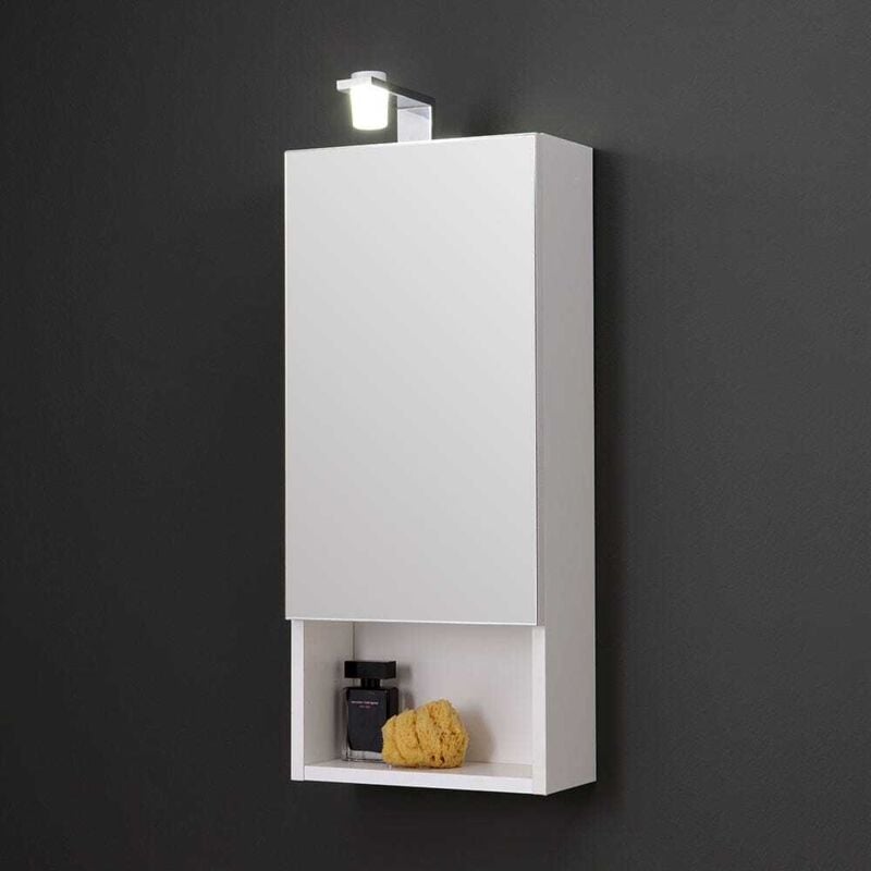 foto del prodotto kiamami valentina - specchio contenitore bianco ad un'anta 30cm con luce