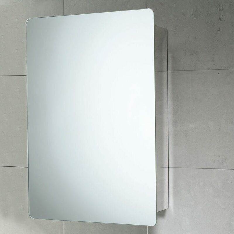 foto del prodotto kiamami valentina specchio contenitore da bagno con anta scorrevole in acciaio 46x66x12 cm