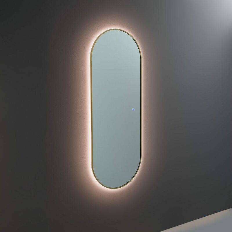 foto del prodotto kiamami valentina specchio retroilluminato a led 60x160cm cornice effetto ottone