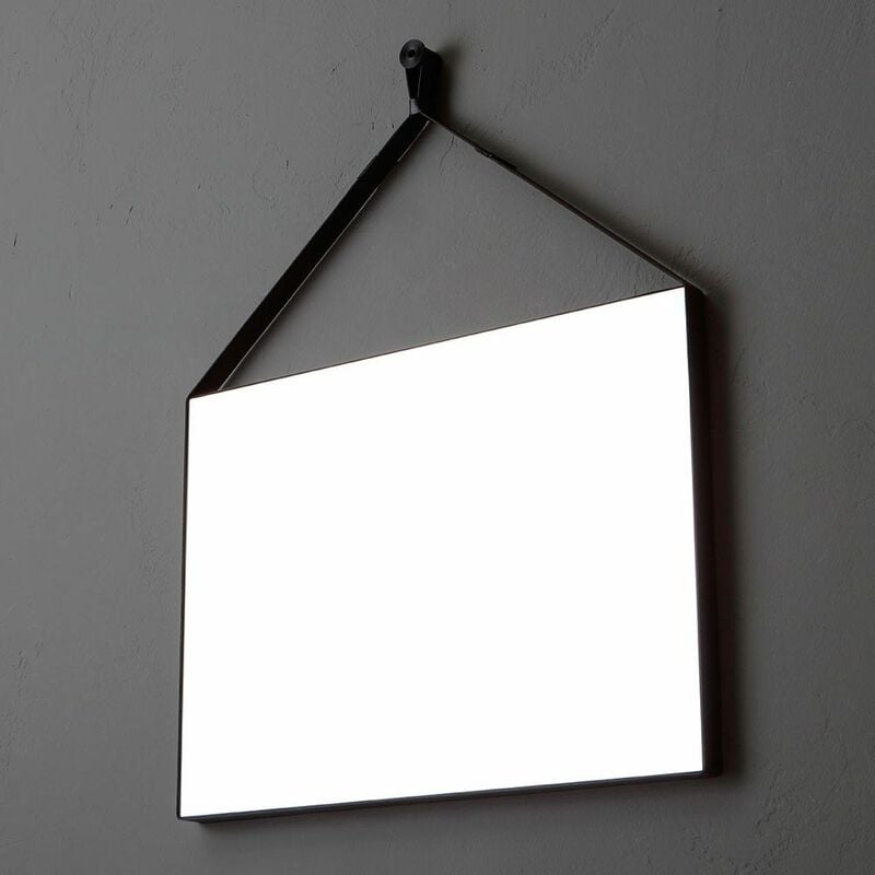 foto del prodotto kiamami valentina specchio rettangolare cm 70x50 con cornice in pelle nera per bagno