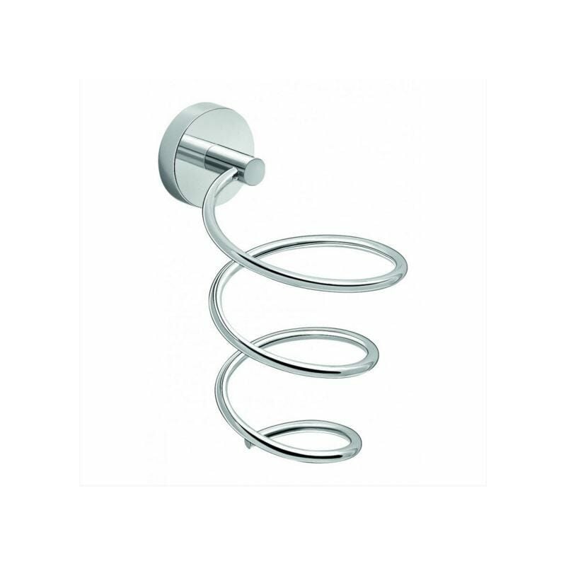 foto del prodotto kiamami valentina spirale porta phon da parete in metallo cromato 9,5x17 cm sparta