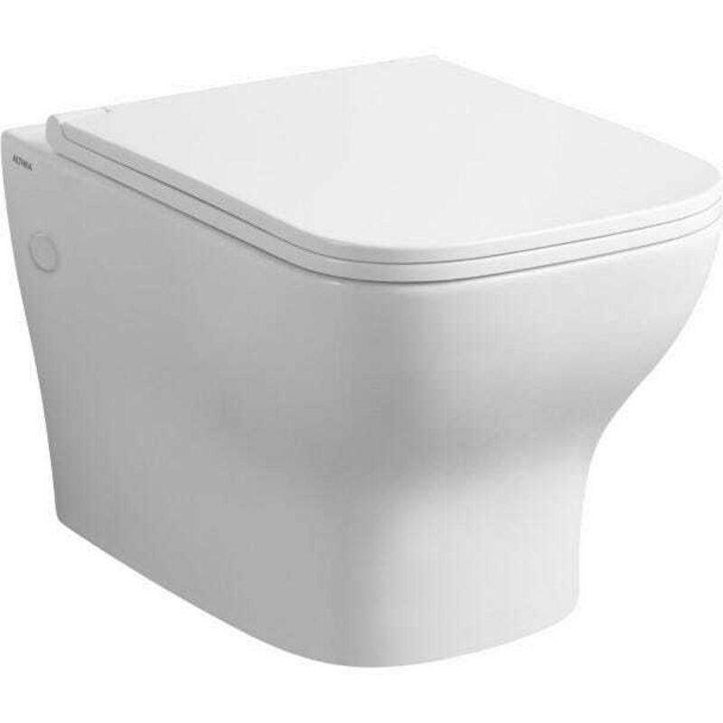 foto del prodotto kiamami valentina - vaso wc sospeso senza brida ceramica bianco lucido con copriwc swing