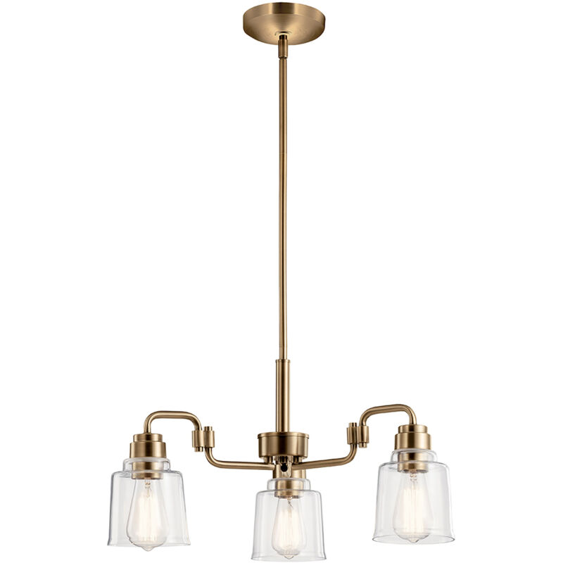 foto del prodotto kichler lampadario contemporaneo aivian acciaio ottone anticato 3 luci e27