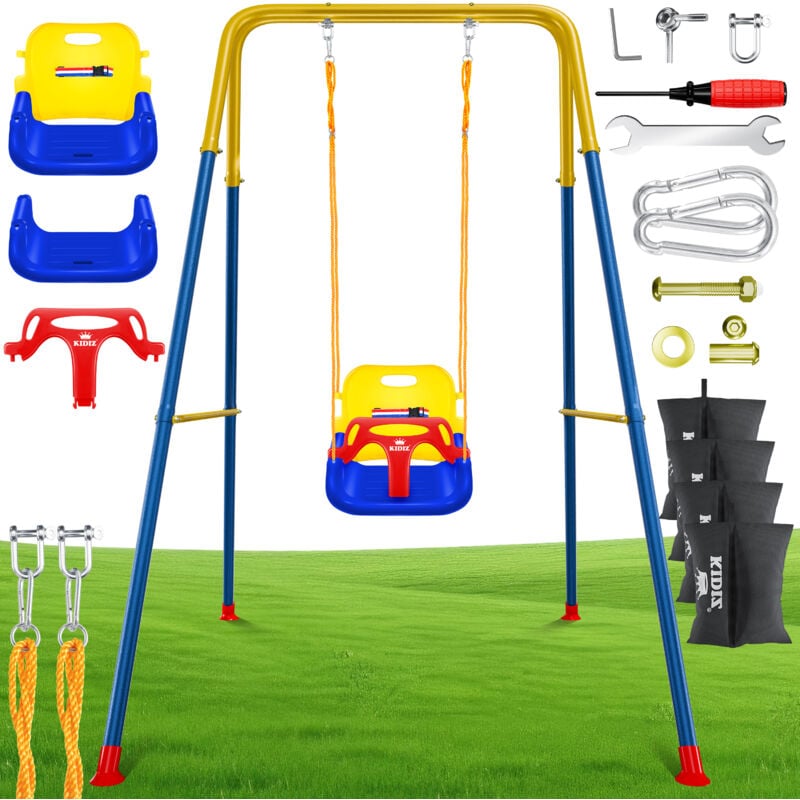 foto del prodotto kidiz altalena per bambini con supporto per interni esterni con supporto in metallo regolabile in altezza telaio dell altalena 4 sacchi di
