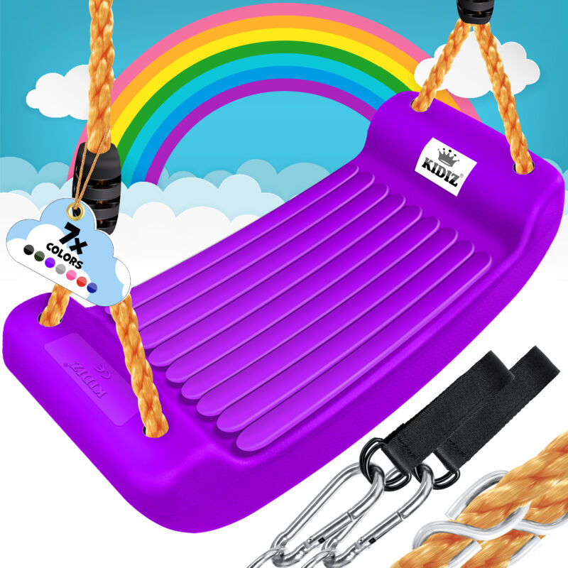 foto del prodotto kidiz altalena per bambini ink. accessori altalena seggiolino altalena da giardino per bambini per altalena da interno in plastica viola