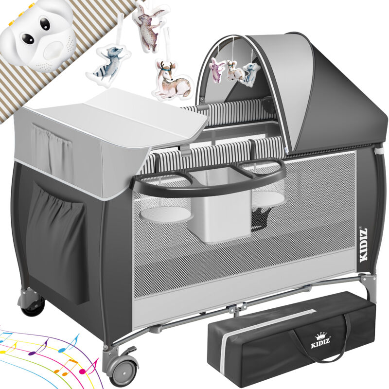 foto del prodotto kidiz lettino per bambini 3 in 1 set combinato lettino per bambini con fasciatoio zanzariera box per bambini dalla nascita fino a 15 kg pareti