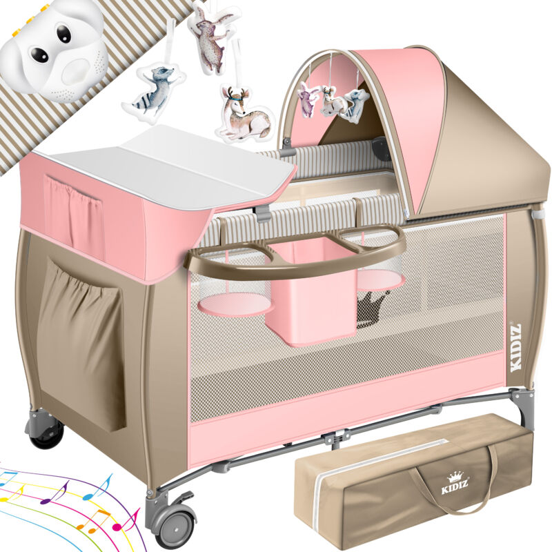 foto del prodotto kidiz lettino per bambini 3 in 1 set combinato lettino per bambini con fasciatoio zanzariera box per bambini dalla nascita fino a 15 kg pareti