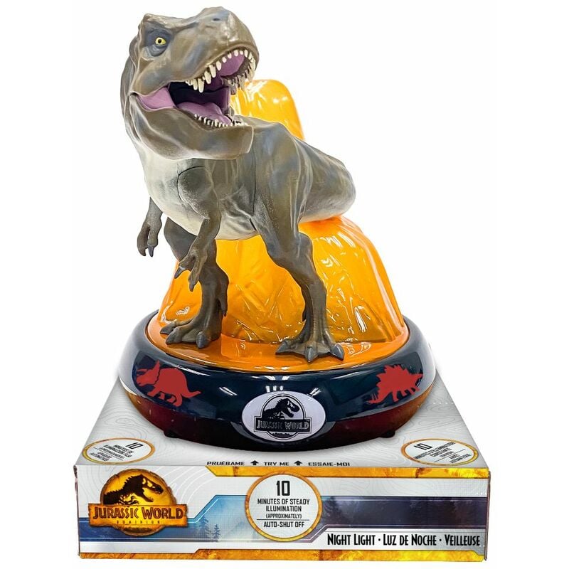 foto del prodotto kidslicencing lampada da comodino led 3d jurassic world t rex