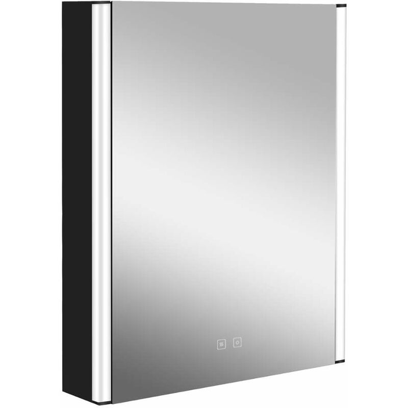 foto del prodotto kielle arkas i mobiletto a specchio con illuminazione a led, riscaldamento e porta usb, 55x70x13 cm, nero opaco 50111614