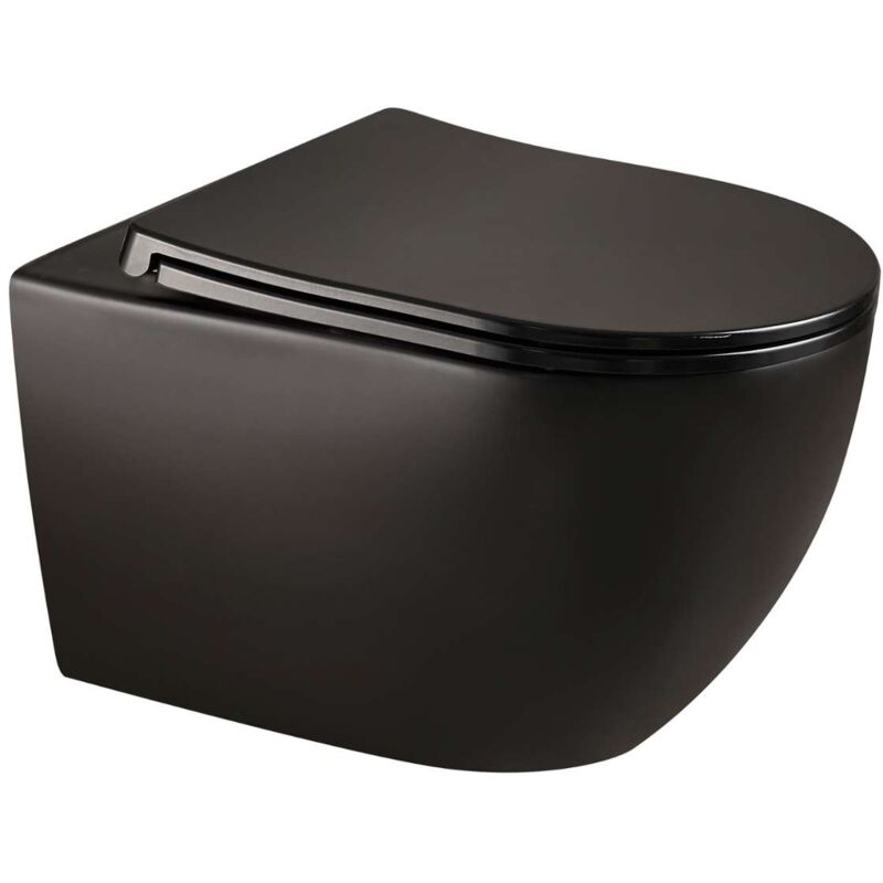 immagine 0 del prodotto kielle gaia wc sospeso con copriwater softclose, rimless, nero opaco 30115042