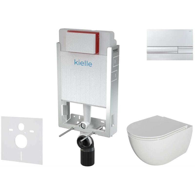 foto del prodotto kielle genesis set con modulo di installazione, vaso wc oudee con copriwater softclose e placca di comando gemini i, cromo 30505sz20