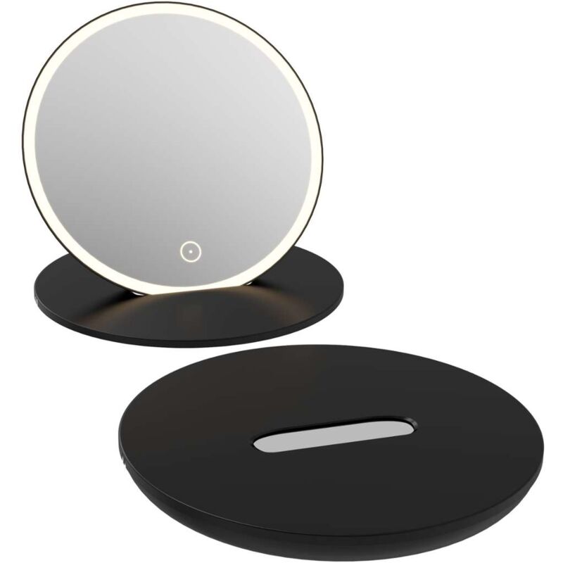 foto del prodotto kielle idolio specchietto cosmetico da viaggio con illuminazione led, nero 50324034