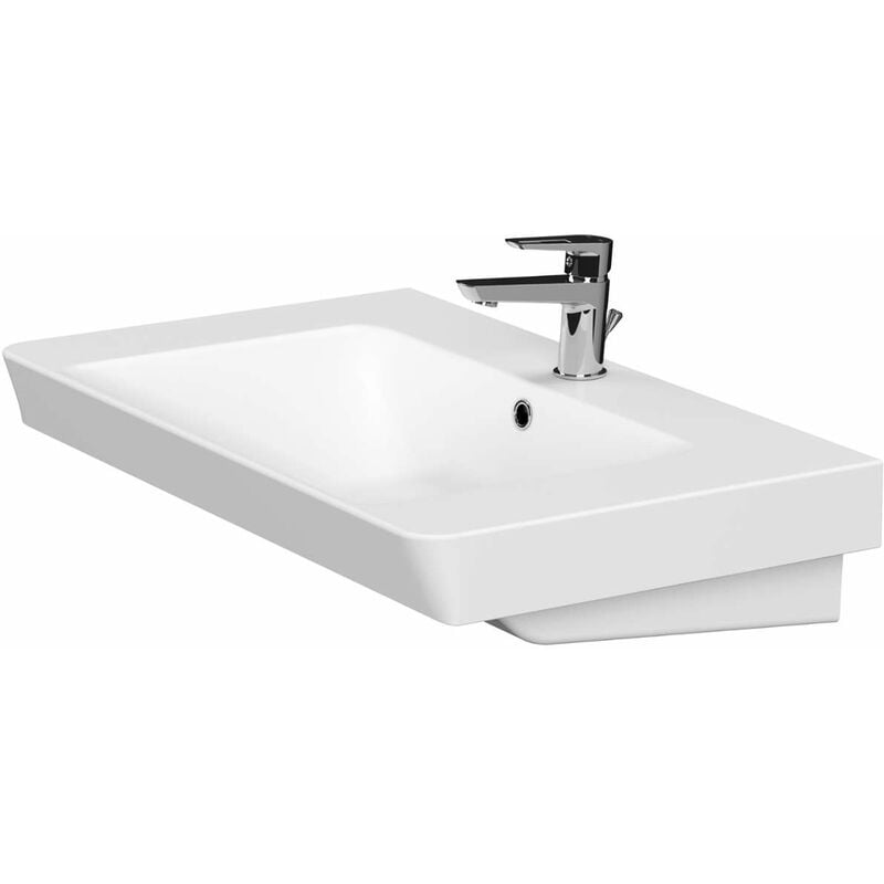 foto del prodotto kielle minor lavamani 8x5 cm, con troppopieno e foro per miscelatore, bianco 30621800