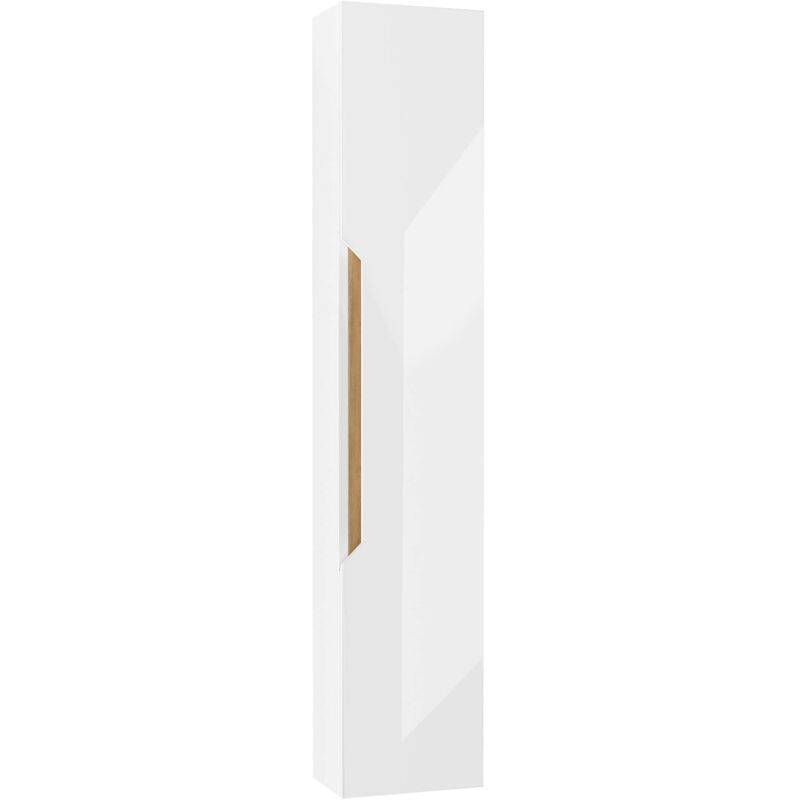 foto del prodotto kielle oudee armadietto pensile alto 25x16x130 cm, bianco lucido rovere scuro 50202020