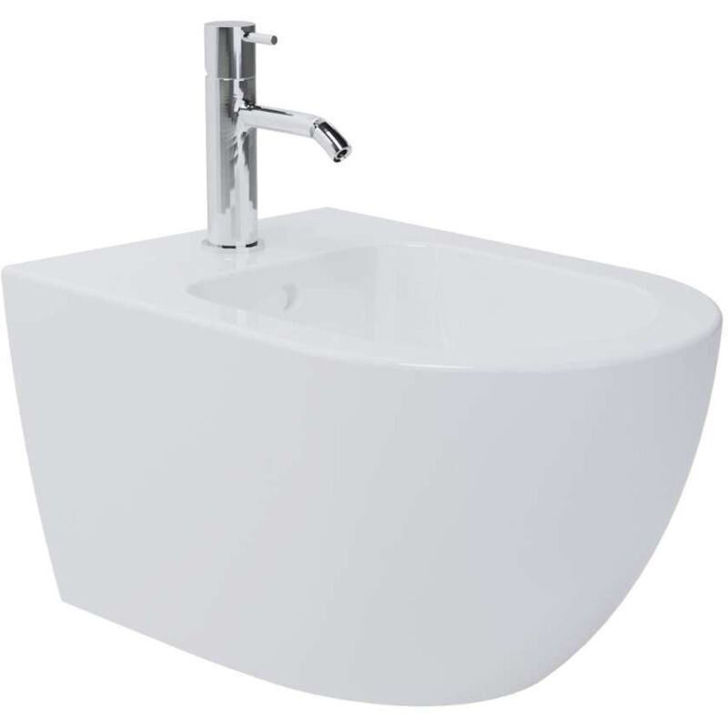 foto del prodotto kielle oudee bidet sospeso, con troppopieno e foro per miscelatore, bianco 30302000