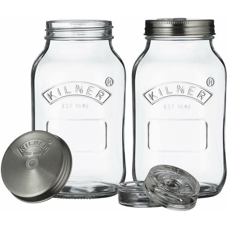 foto del prodotto kilner set di fermentazione 2 barattoli da 1 litro con coperchio di fermentazione facile conservazione di verdure fermentazione starter