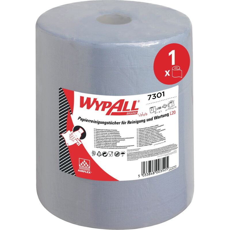 foto del prodotto kimberly clark wypall l20 carta per pulizia e manutenzione 7301 extra largo 1 rotolo di panni blu x 500 panni di carta 500 totali 