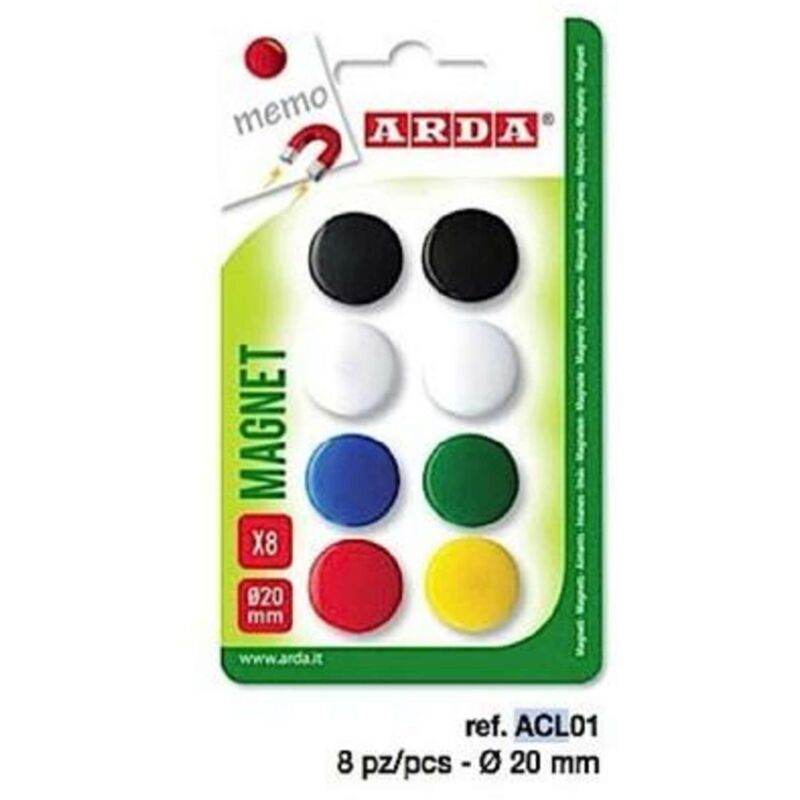 foto del prodotto kimono acl01 confezione 8 bottoni magnetici con copertura in plastica 20mm colori assortiti