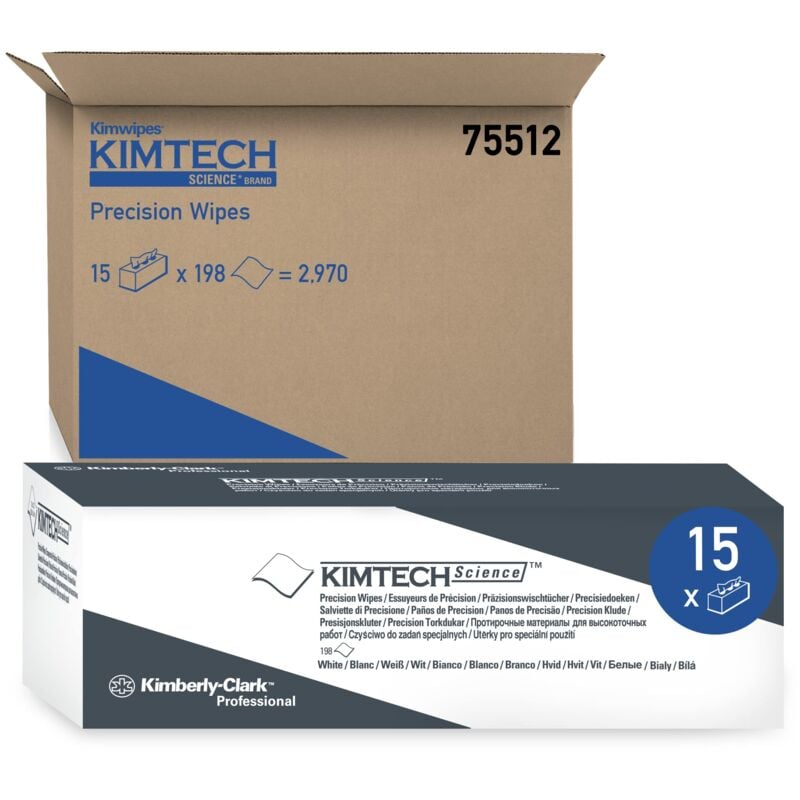 foto del prodotto kimtech science 7551, salviette di precisione, 15 confezioni x 198 fogli a 1 velo, colore bianco