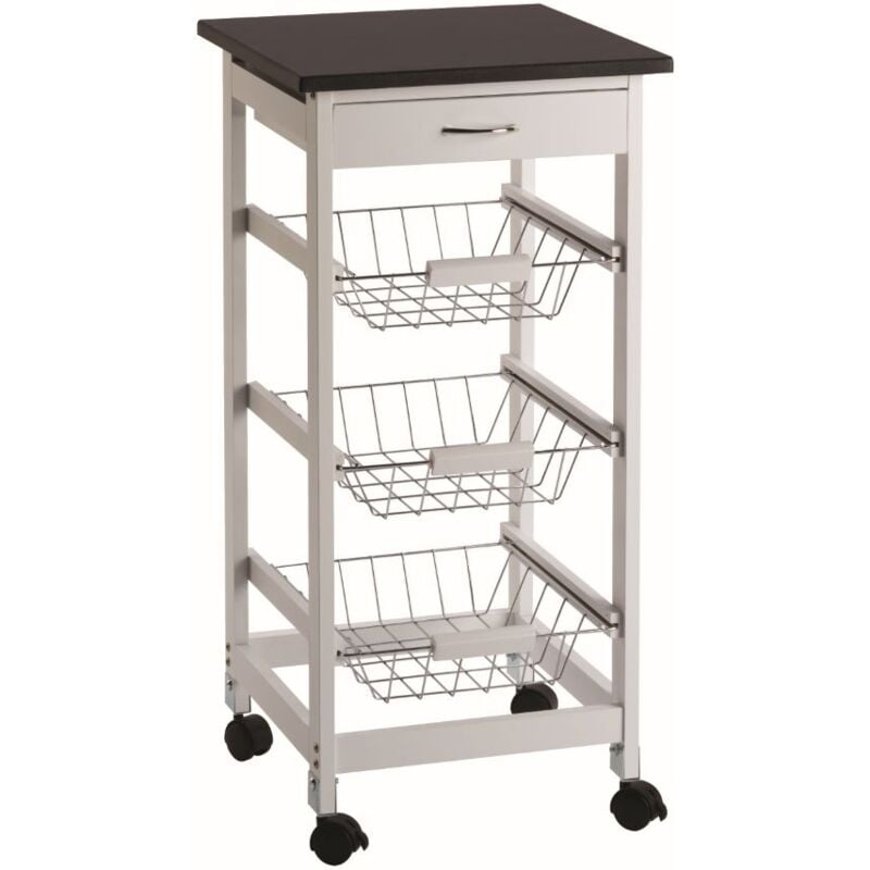 foto del prodotto king home carrello da cucina per alimenti e utensili carrello cucina in legno con cestelli in metallo e top nero