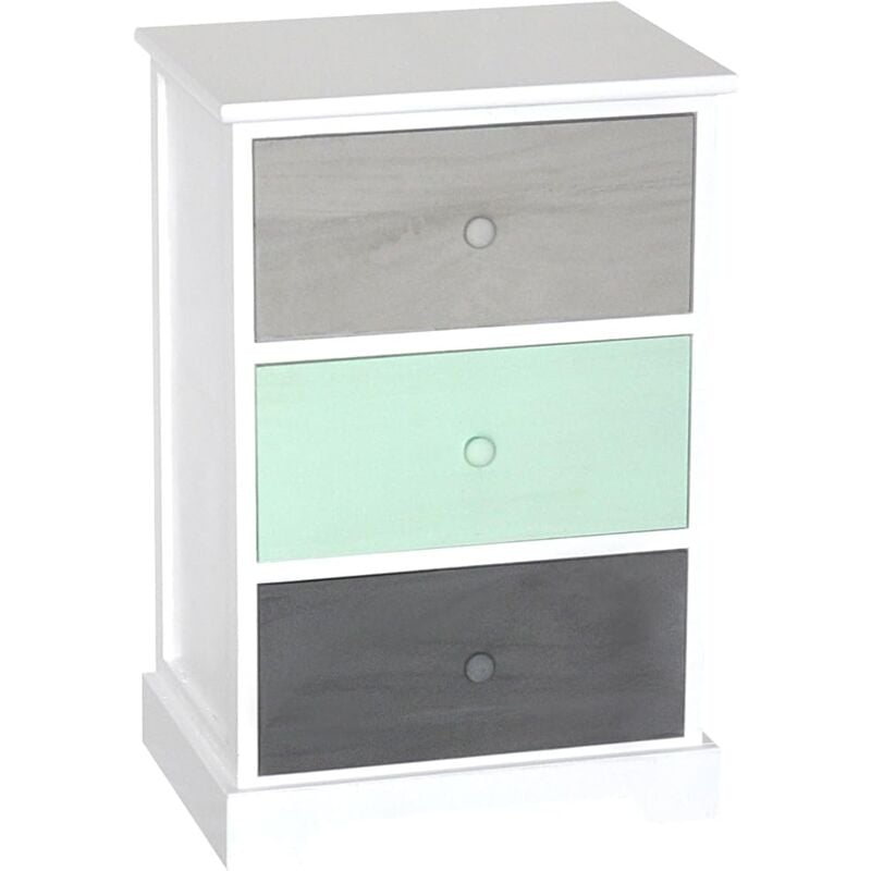 foto del prodotto king home cassettiera in legno di paulownia 42x32x63h cm 3 cassetti multicolor