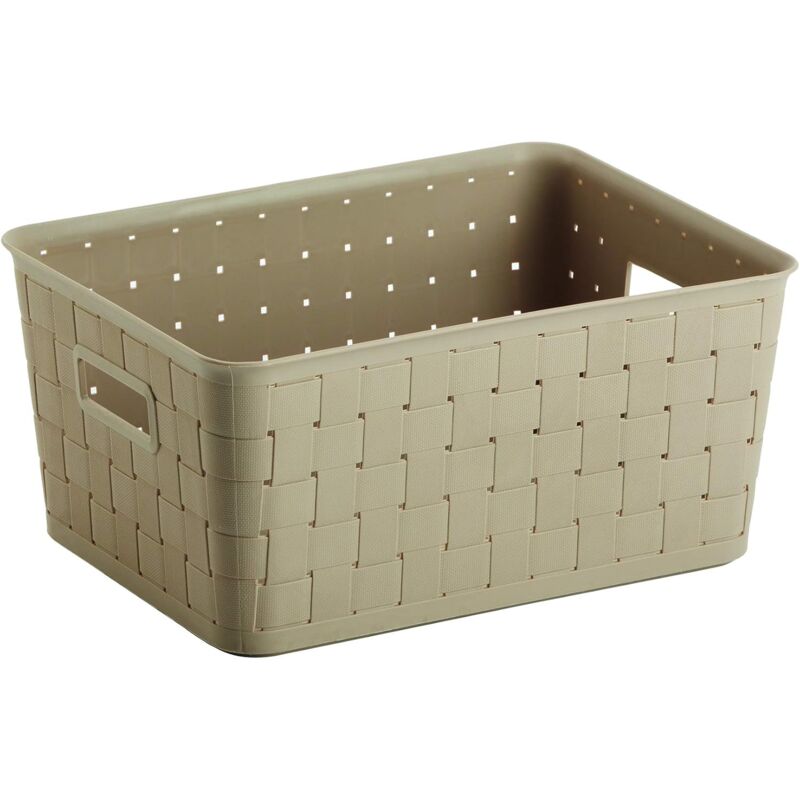 foto del prodotto king home cesta rattan 12 lt color tortora 39x28,5x18h cm con maniglie laterali