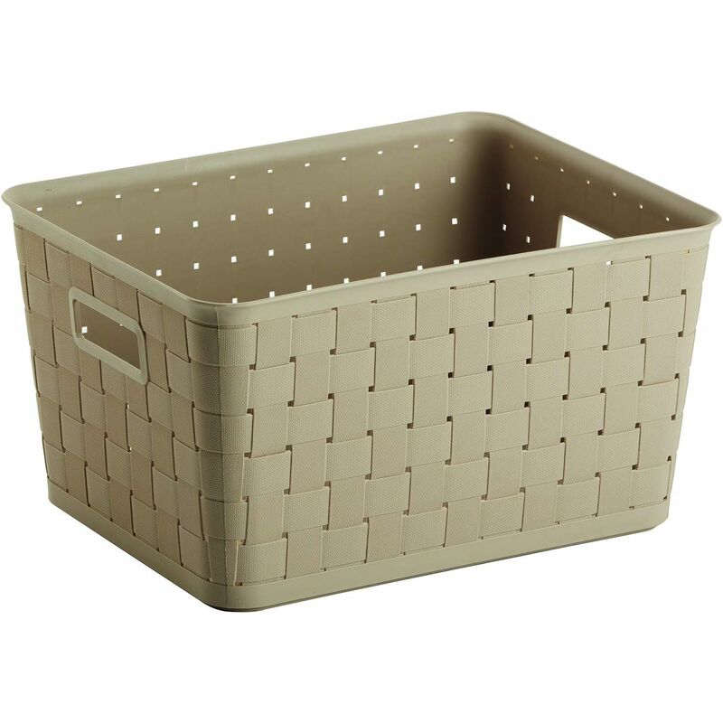 foto del prodotto king home cesta rattan 20 lt color tortora 43x32,5x23h cm con maniglie laterali